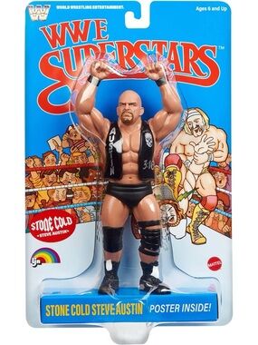 LJN WWE Superstars “Stone Cold” Steve Austin Action Figure 1980s Retro Blue Card